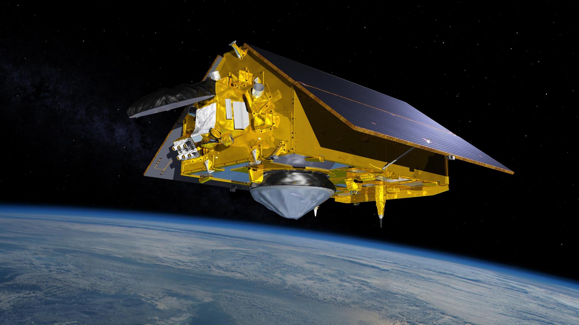 Sentinel-6 Michael Freilich satellite illustration orbiting Earth